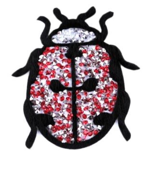Applikation - Aufbügler - Marienkäfer mit Steinchen - rot glitzer